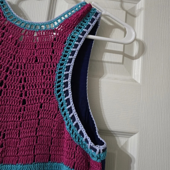 Stylish Blue and Pink Midi Dress - Picture 6 of 10